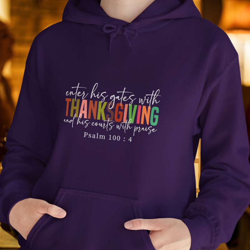 Enter His Gates With Thanksgiving | Women's Thanksgiving Hoodie | Dark