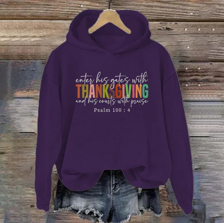 Enter His Gates With Thanksgiving | Women's Thanksgiving Hoodie | Dark