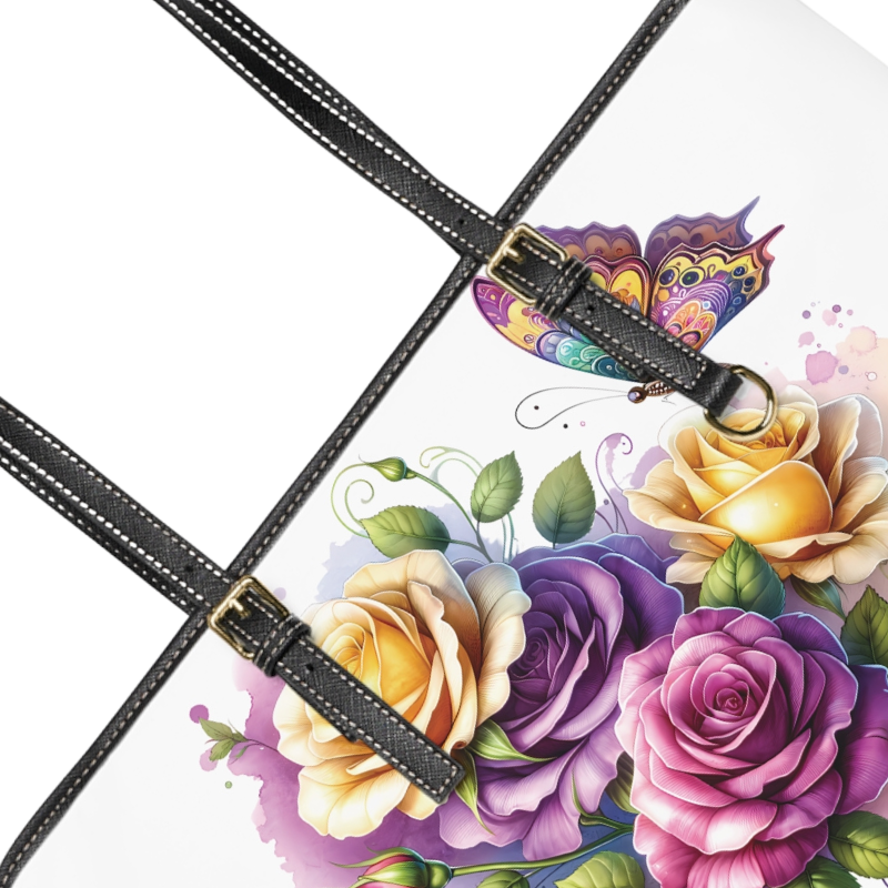 Purple & Yellow Rose Print Tote Bag to Match Tumbler Drinkware