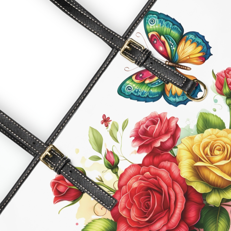 Red & Yellow Rose Print Tote Bag to Match Tumbler Drinkware