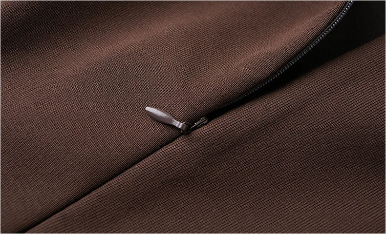 Autumn Runway Midi Dress Stand Neckline Long Sleeve XXL