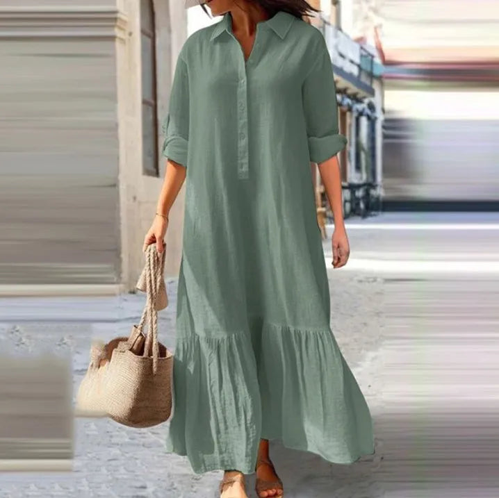 Casual Long Sleeve Dress for Women - Elegant Office Shirt