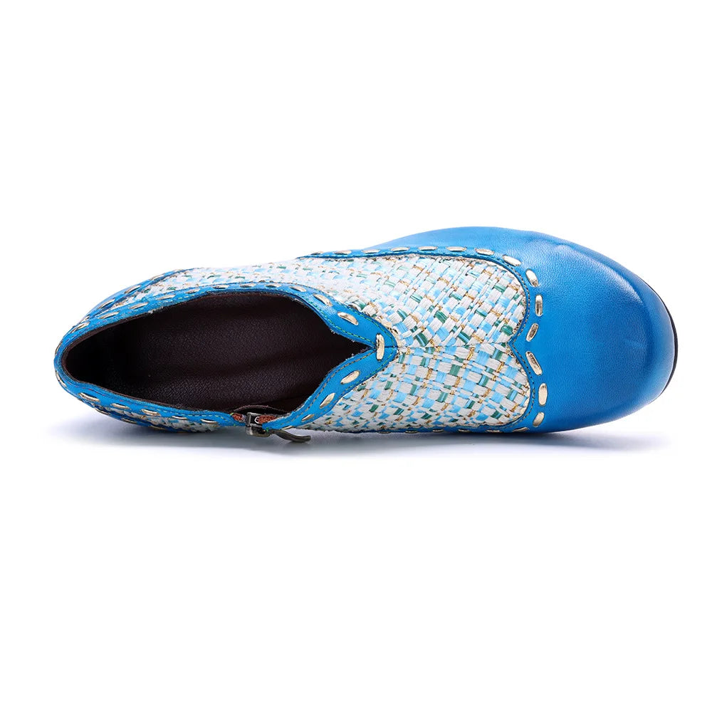Jacquard Leather Ethnic Shoes – Big Size Elegant Summer Flats