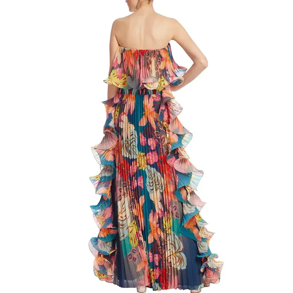 Floral One-Piece Swimsuit with Skirt