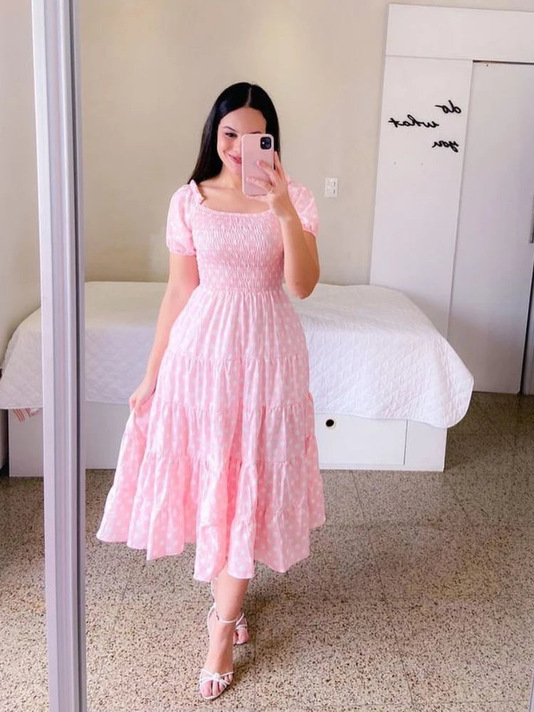 Summer Floral Off Shoulder Dress - Loose Fit Beachwear