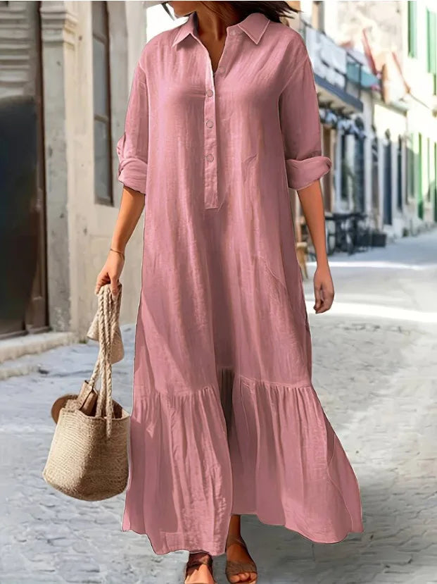 Casual Long Sleeve Dress for Women - Elegant Office Shirt