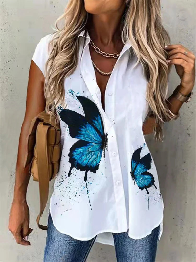 Short Sleeve Print Cardigan – Women’s Loose Fit Summer Shirt