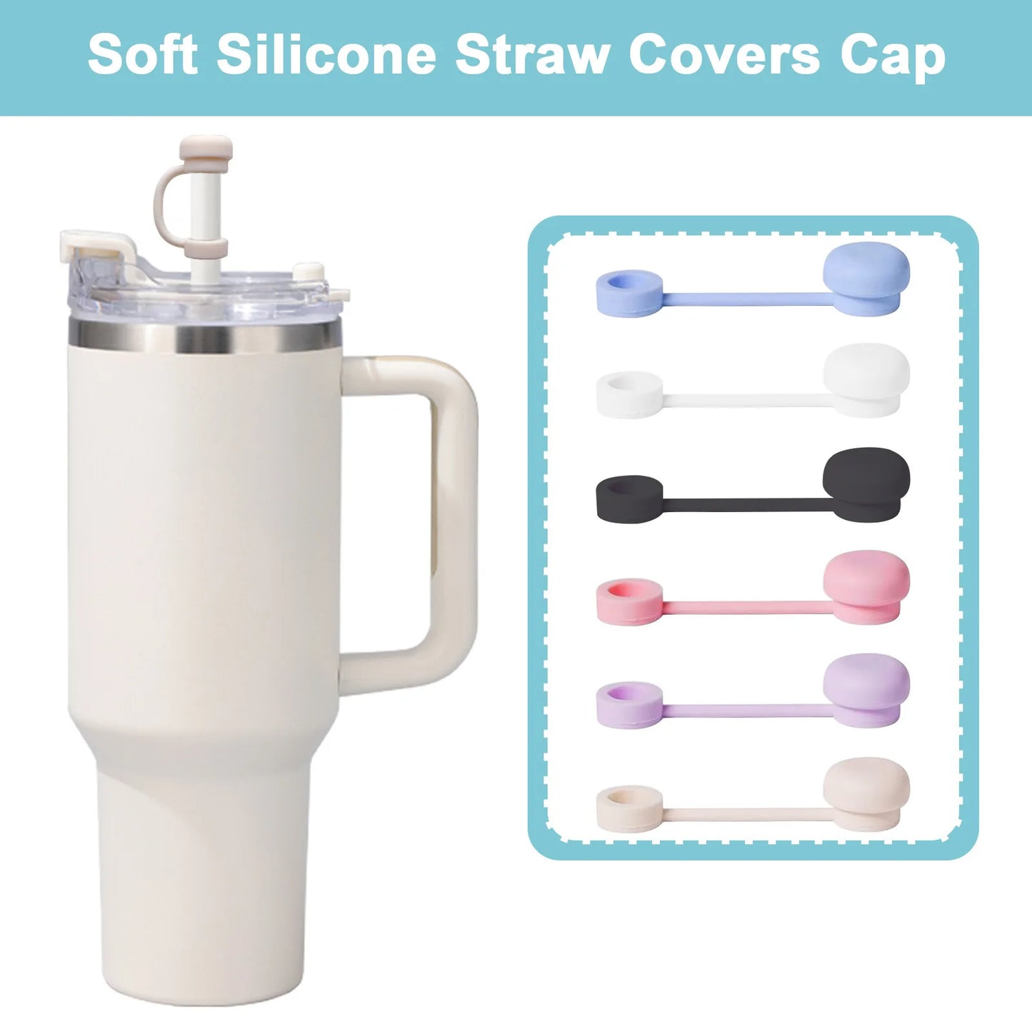 Silicone Straw Cap Toppers | Splash & Dust Proof Straw Covers