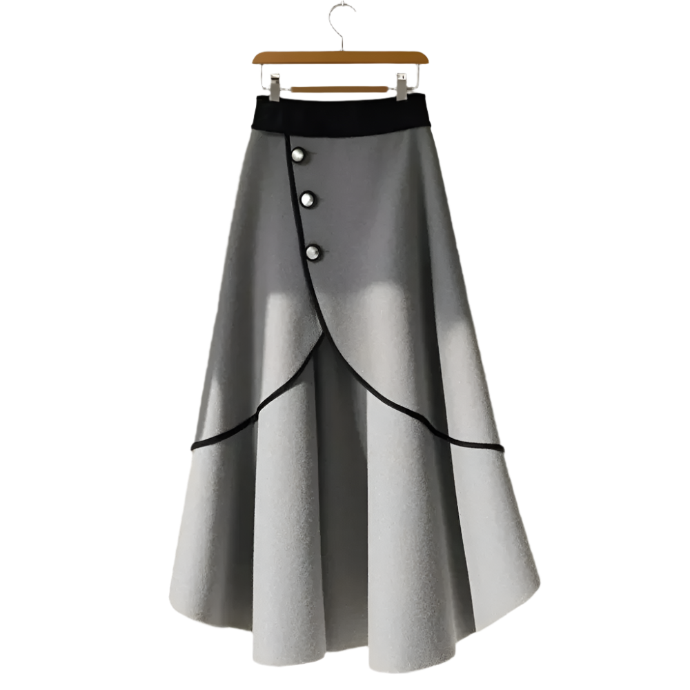 Irregular Patchwork A-Line Skirt – French-Inspired Elegance
