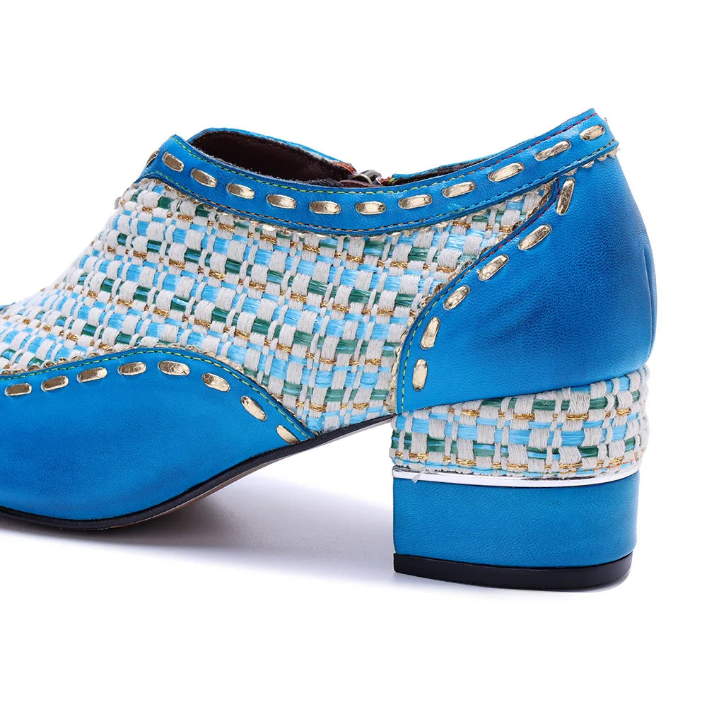 Jacquard Leather Ethnic Shoes – Big Size Elegant Summer Flats
