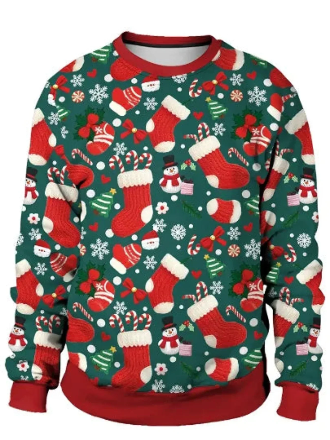 Ugly Christmas 3D Stockings & Mittens Printed Holiday Sweatshirt