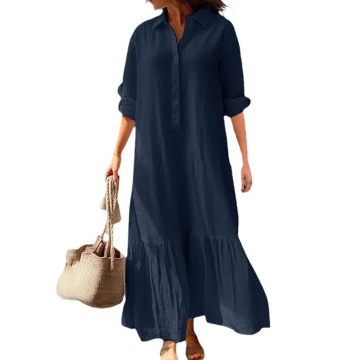 Casual Long Sleeve Dress for Women - Elegant Office Shirt