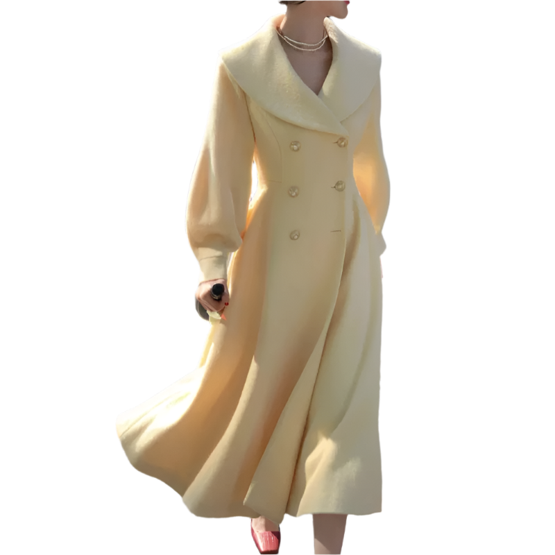 Women's Double Breasted Long Wool Coat