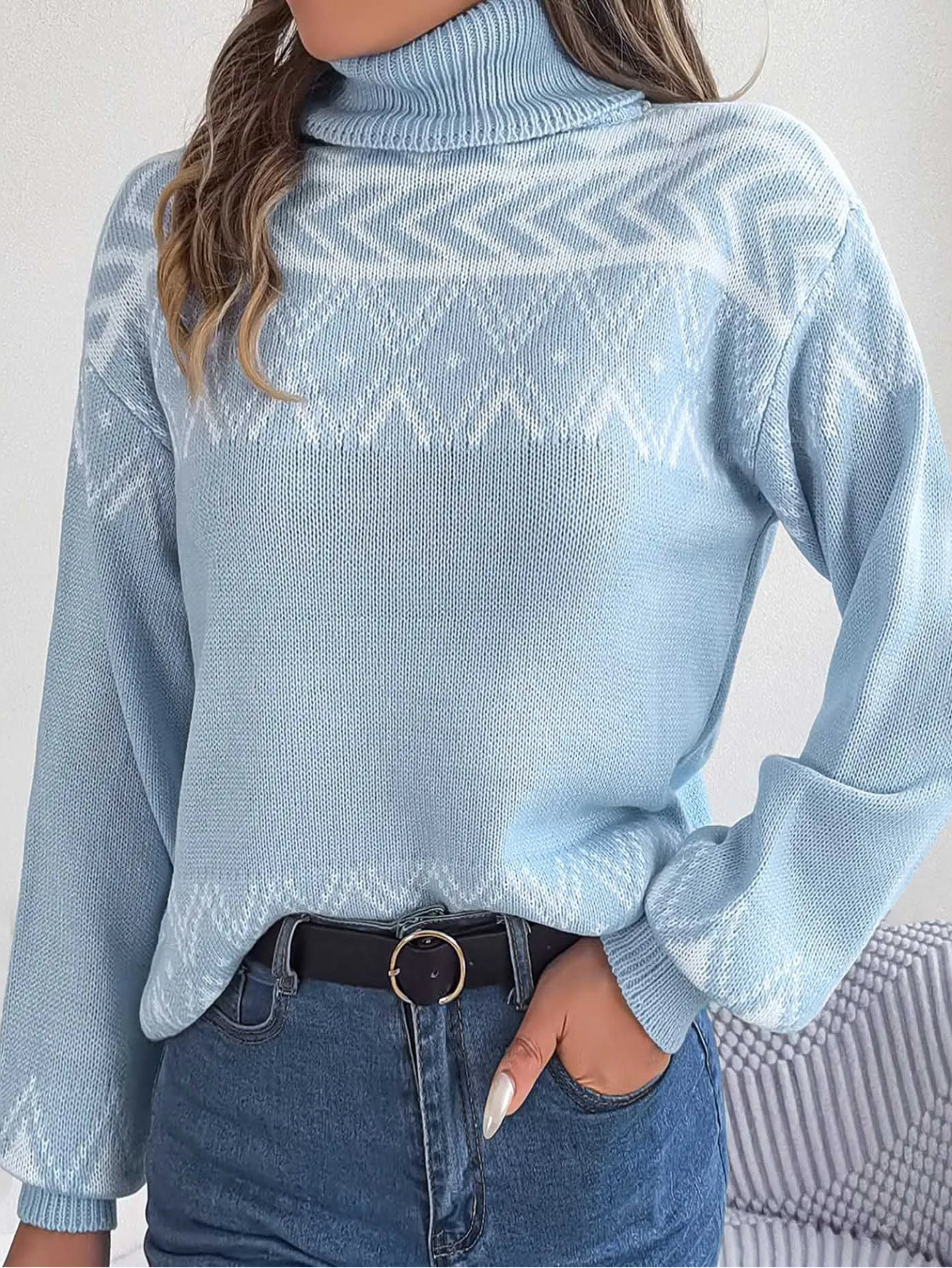 Turtleneck Christmas Knit Pullover Long Sleeve