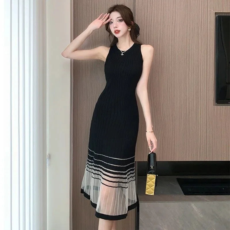 Black Midi Dress For Women Sleek Party Evening Wear