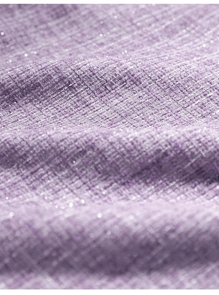 Elegant Purple Fungus Collar Slim Dress With Long Sleeves