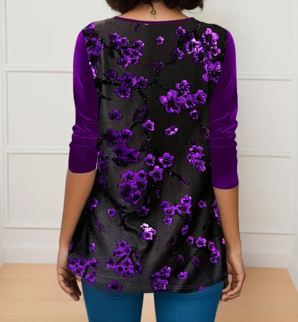 Printed Long Sleeve Tunic Shirt – Women’s Casual Fall Winter Top