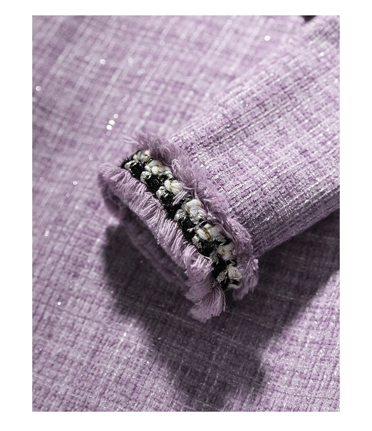 Elegant Purple Fungus Collar Slim Dress With Long Sleeves