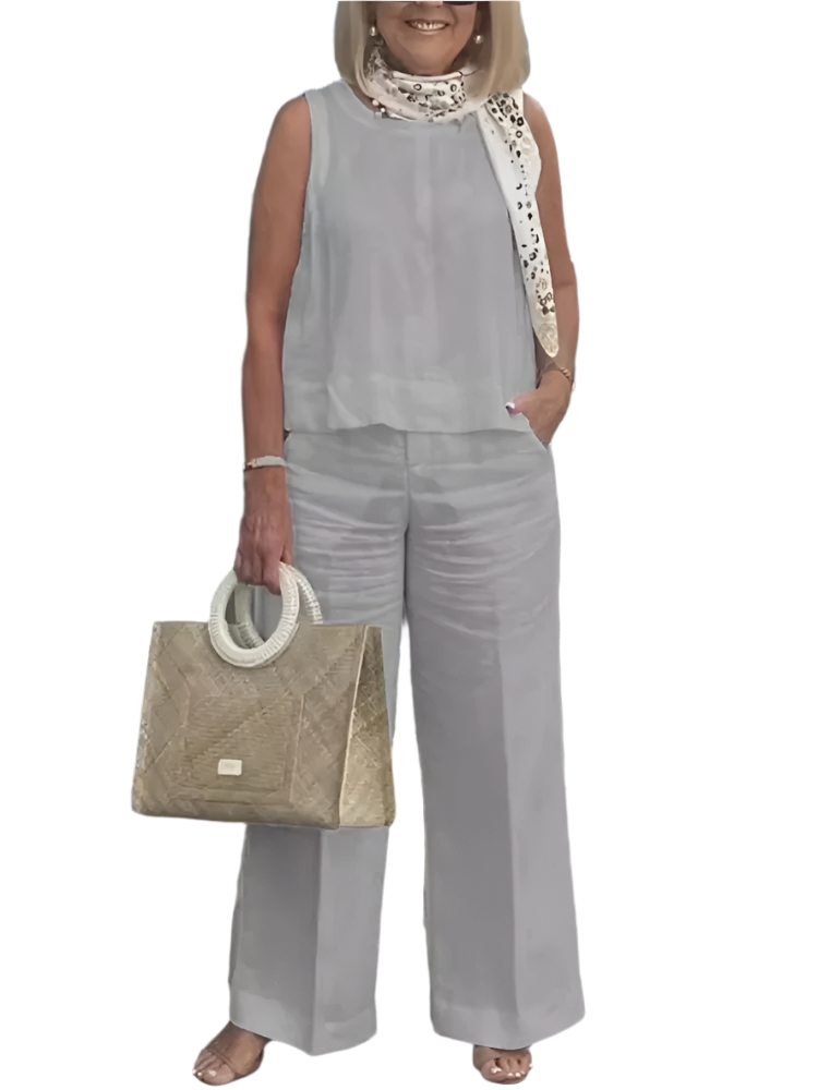 Women’s Summer 2-Piece Sleeveless Wide Leg Linen Set