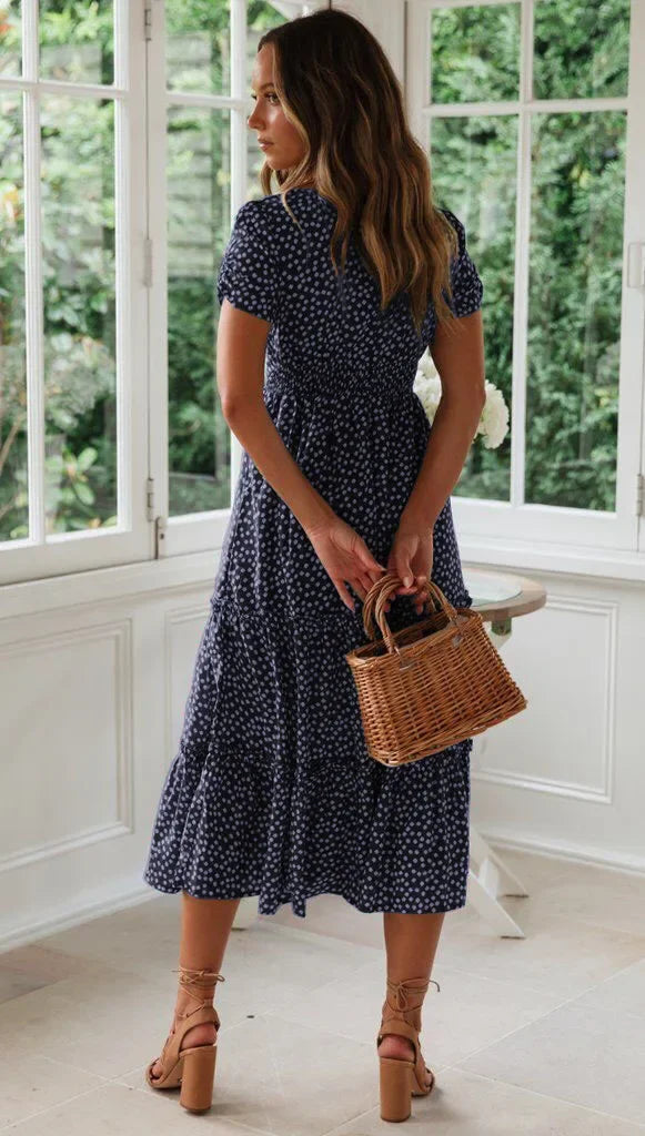 Sexy Floral Print Square Collar Midi Dress - Summer Ready