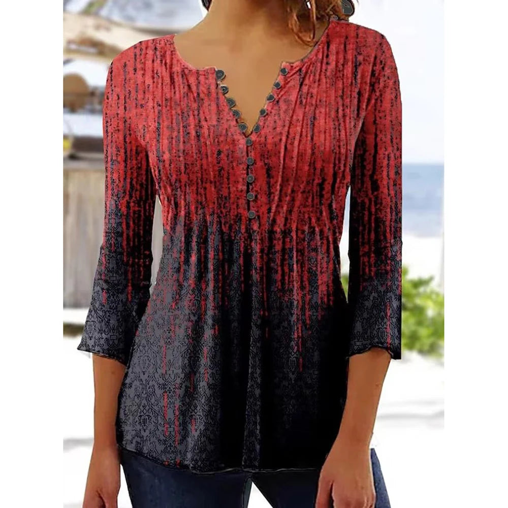 Women’s V-Neck Summer Shirt – Casual Streetwear Top