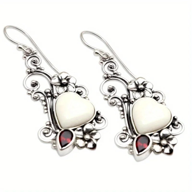 Vintage Heart Drop Earrings Luxury Christmas Jewelry Gift