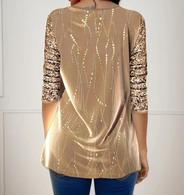 Printed Long Sleeve Tunic Shirt – Women’s Casual Fall Winter Top
