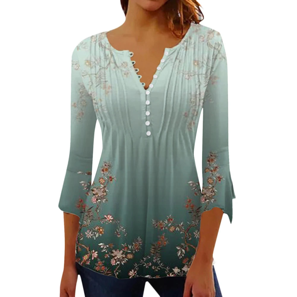 Women’s V-Neck Summer Shirt – Casual Streetwear Top