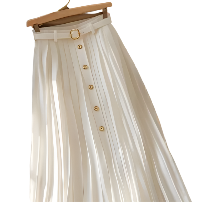 Light Luxury Pleated White A-Line Skirt – Summer Slim Fit