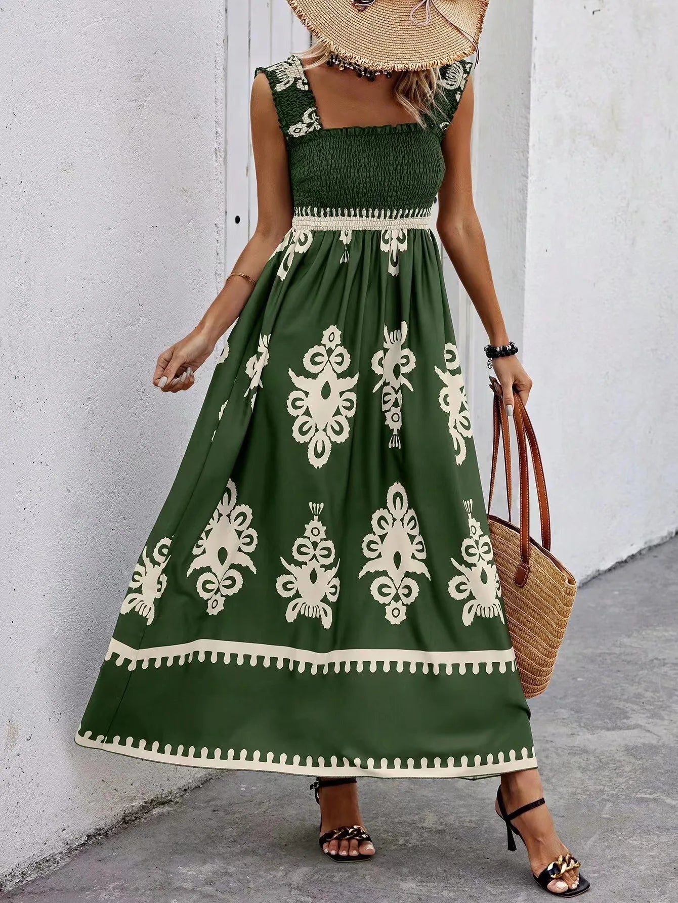Summer Floral Spaghetti Strap Maxi Dress - Lightweight