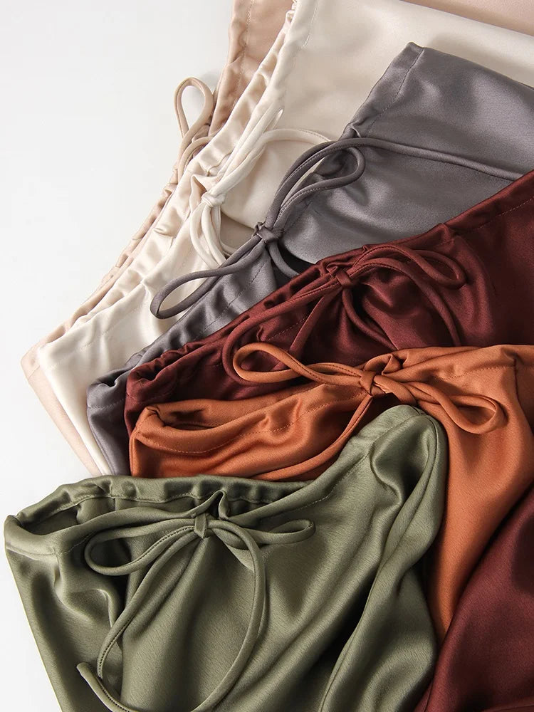 Spring Summer Straight Maxi Satin Silk Skirts