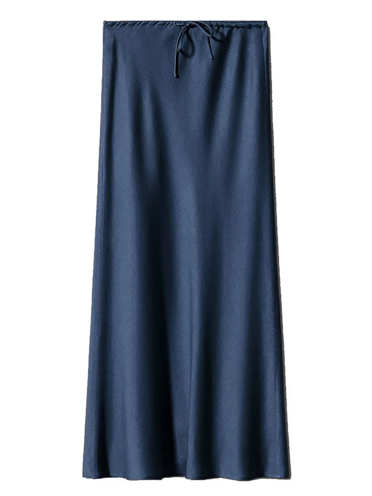 Spring Summer Straight Maxi Satin Silk Skirts