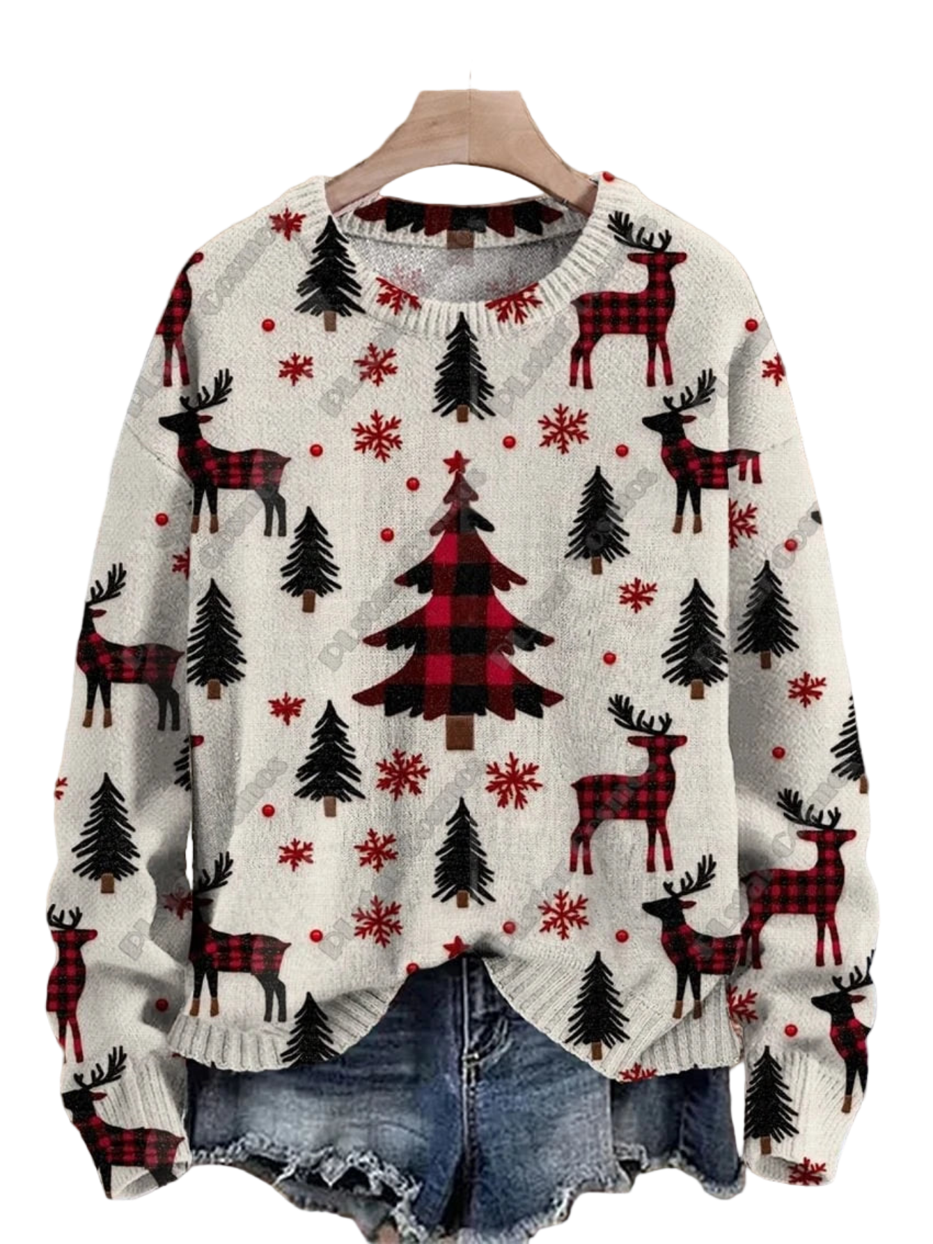 Christmas Trees & Reindeer 3D Printed Sweater