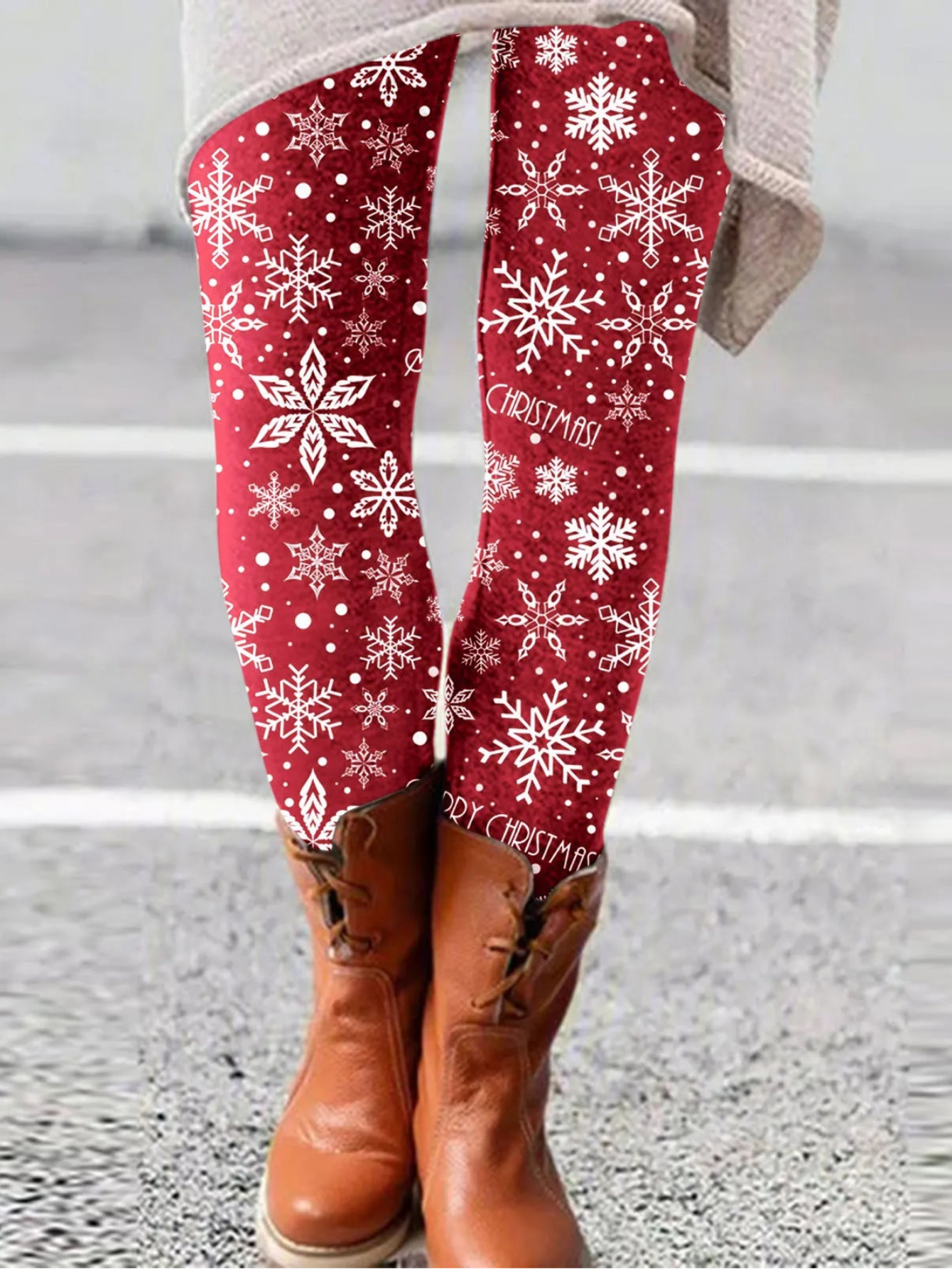 Christmas Snowflake Printed Leggings