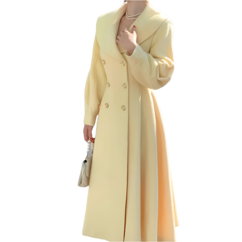 Women's Double Breasted Long Wool Coat