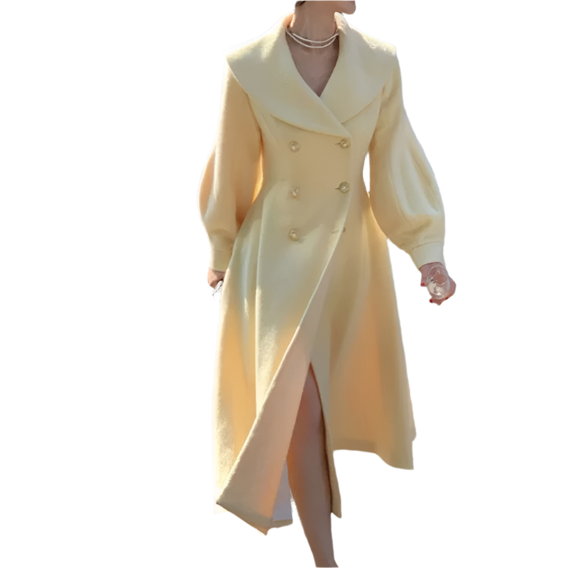 Women's Double Breasted Long Wool Coat