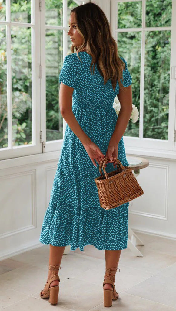 Sexy Floral Print Square Collar Midi Dress - Summer Ready