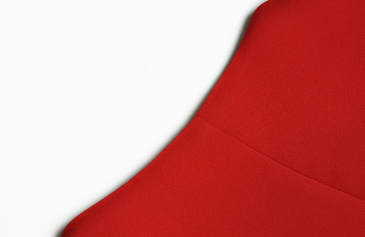 Red Winter Dress With Bow O Neck Long Sleeve Slim Fit