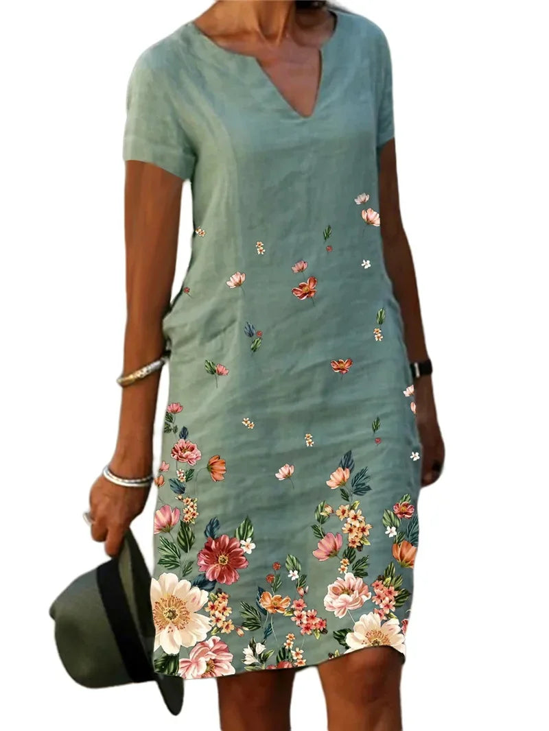 Summer Elegant Oversize V Neck Dress - Loose Beachwear