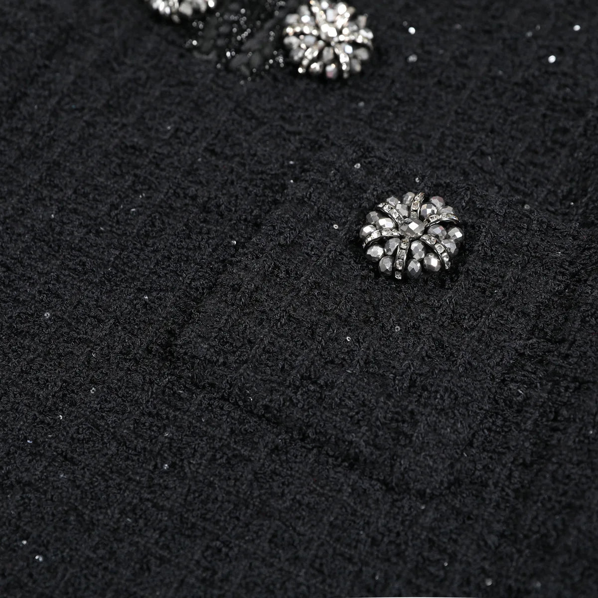 Luxury Double Breasted Crystal Bead Knit Evening Dress