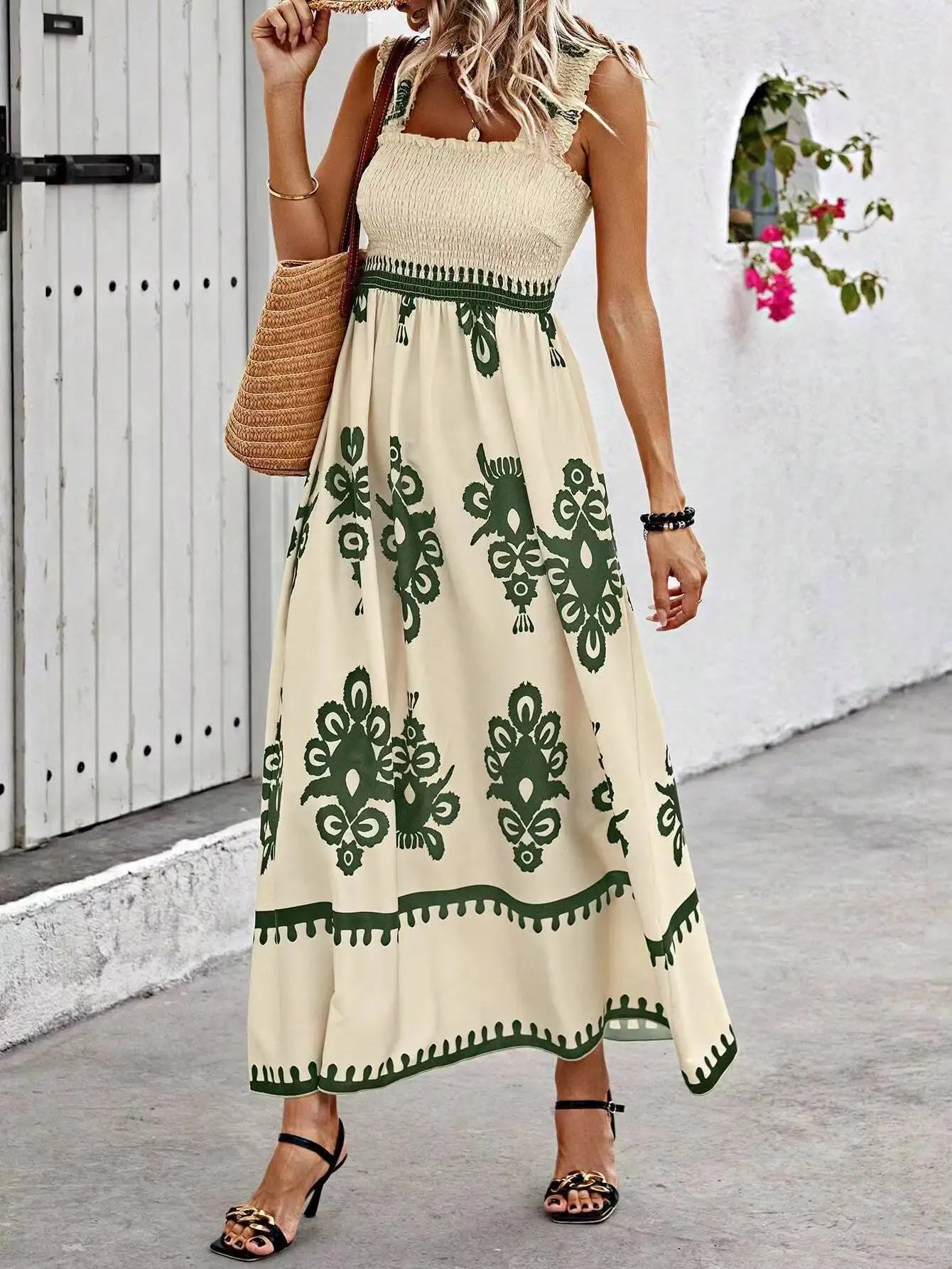 Summer Floral Spaghetti Strap Maxi Dress - Lightweight