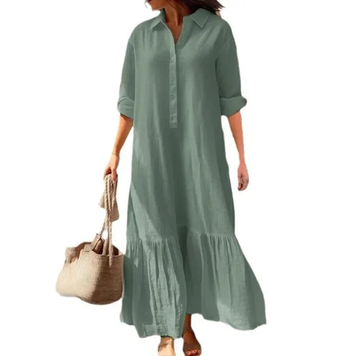 Casual Long Sleeve Dress for Women - Elegant Office Shirt