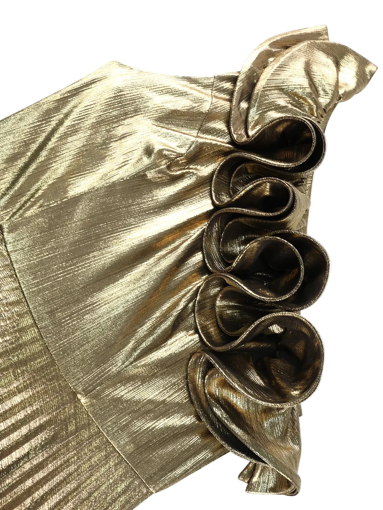 Gold Asymmetrical Pleated A Line Formal Evening Dress