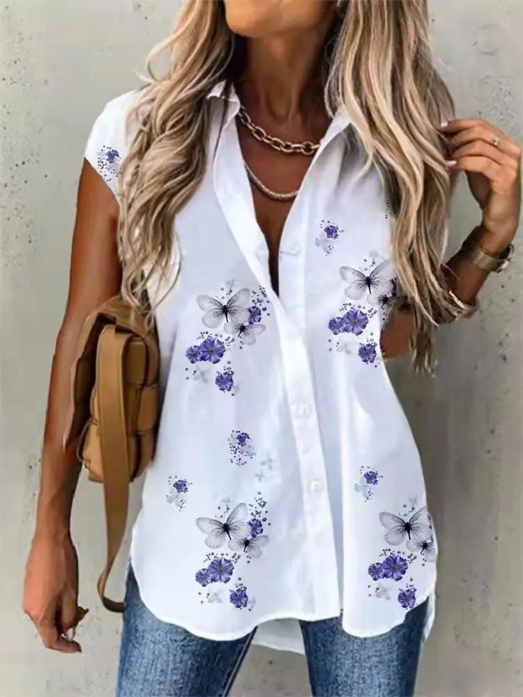 Short Sleeve Print Cardigan – Women’s Loose Fit Summer Shirt