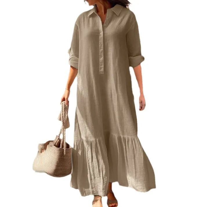 Casual Long Sleeve Dress for Women - Elegant Office Shirt