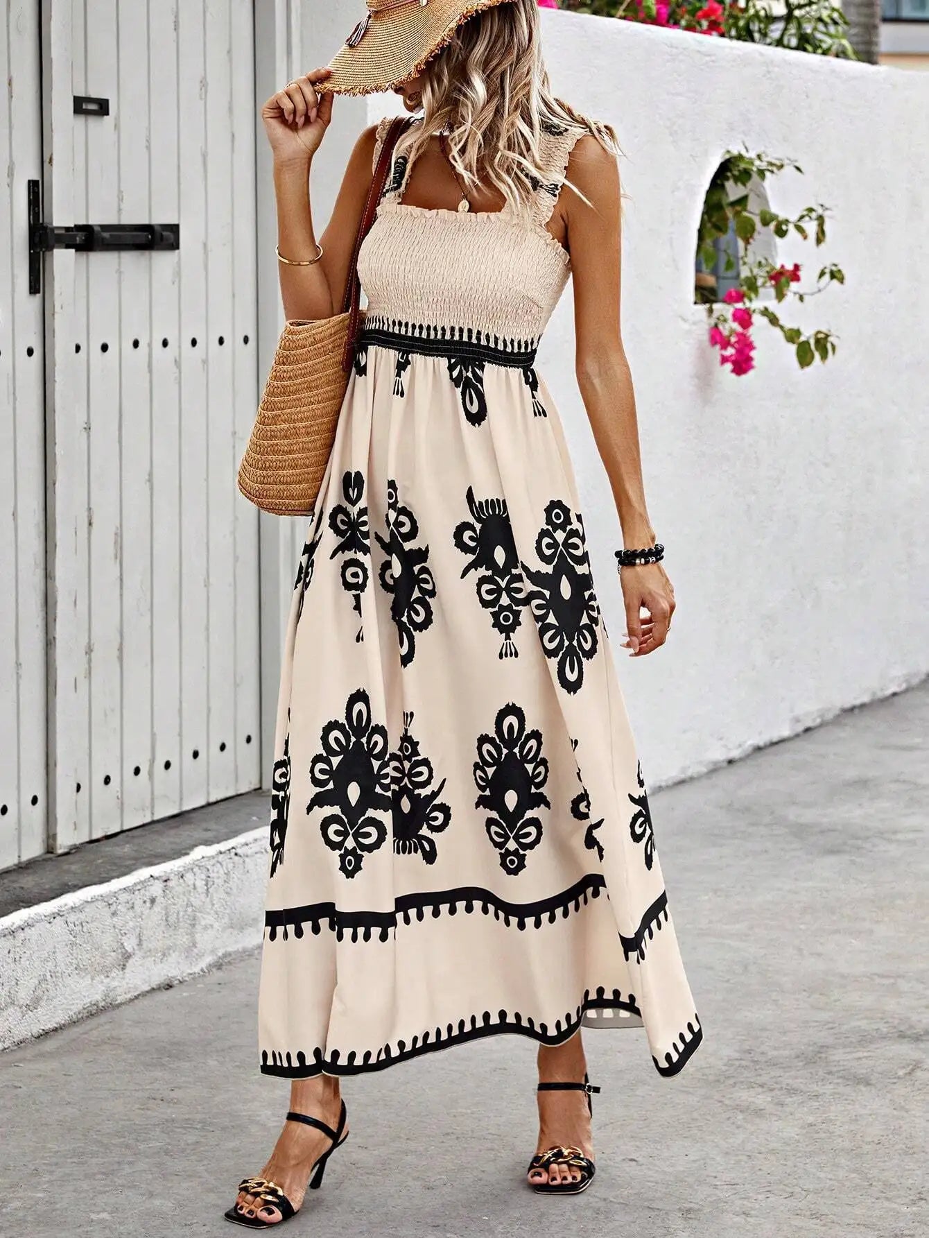 Summer Floral Spaghetti Strap Maxi Dress - Lightweight