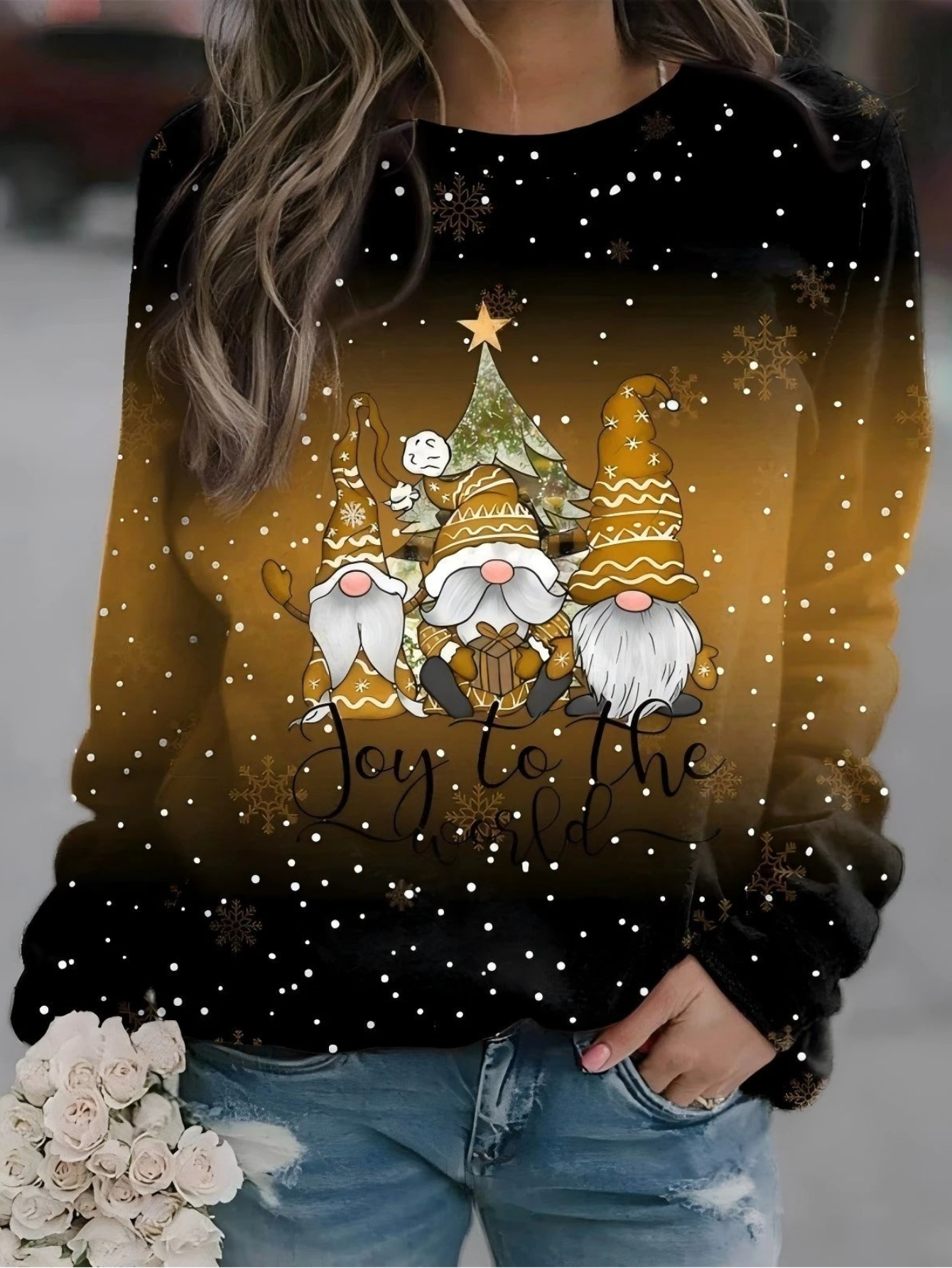 Christmas Night Nomes Print Sweatshirts
