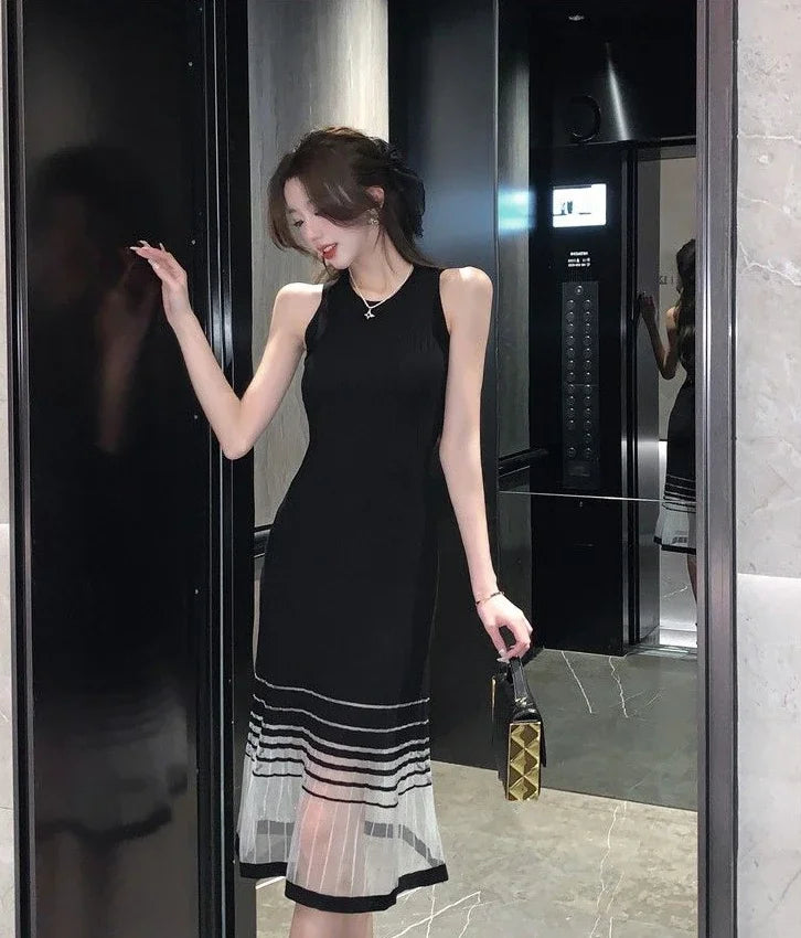 Black Midi Dress For Women Sleek Party Evening Wear