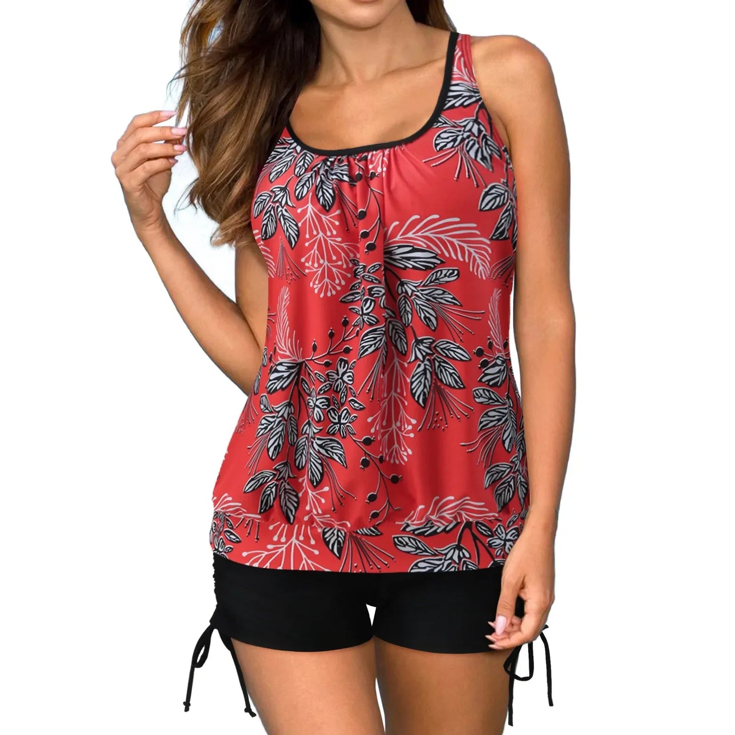 Red Tankini Set – 2-Piece Bathing Suit with Boyshorts