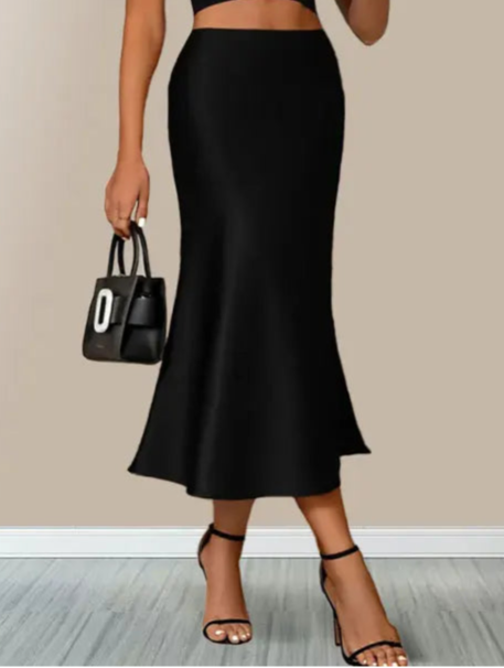 Satin High Waist Pencil Skirt – Office Style